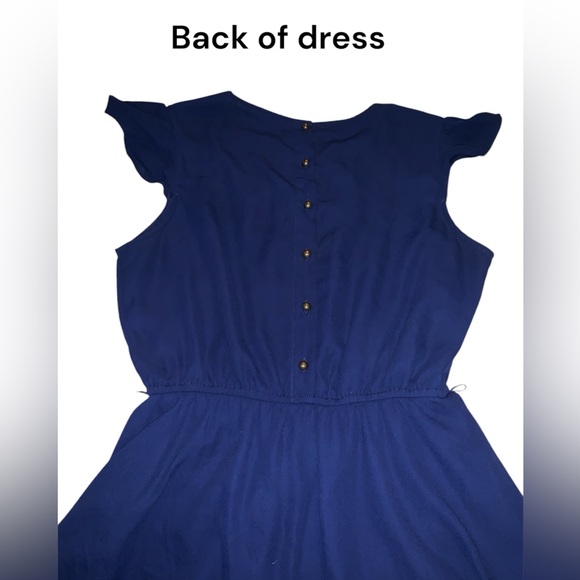 Forever 21 Med. navy blue cinched waist flutter cap sleeve lace neckline dress - Picture 2 of 7